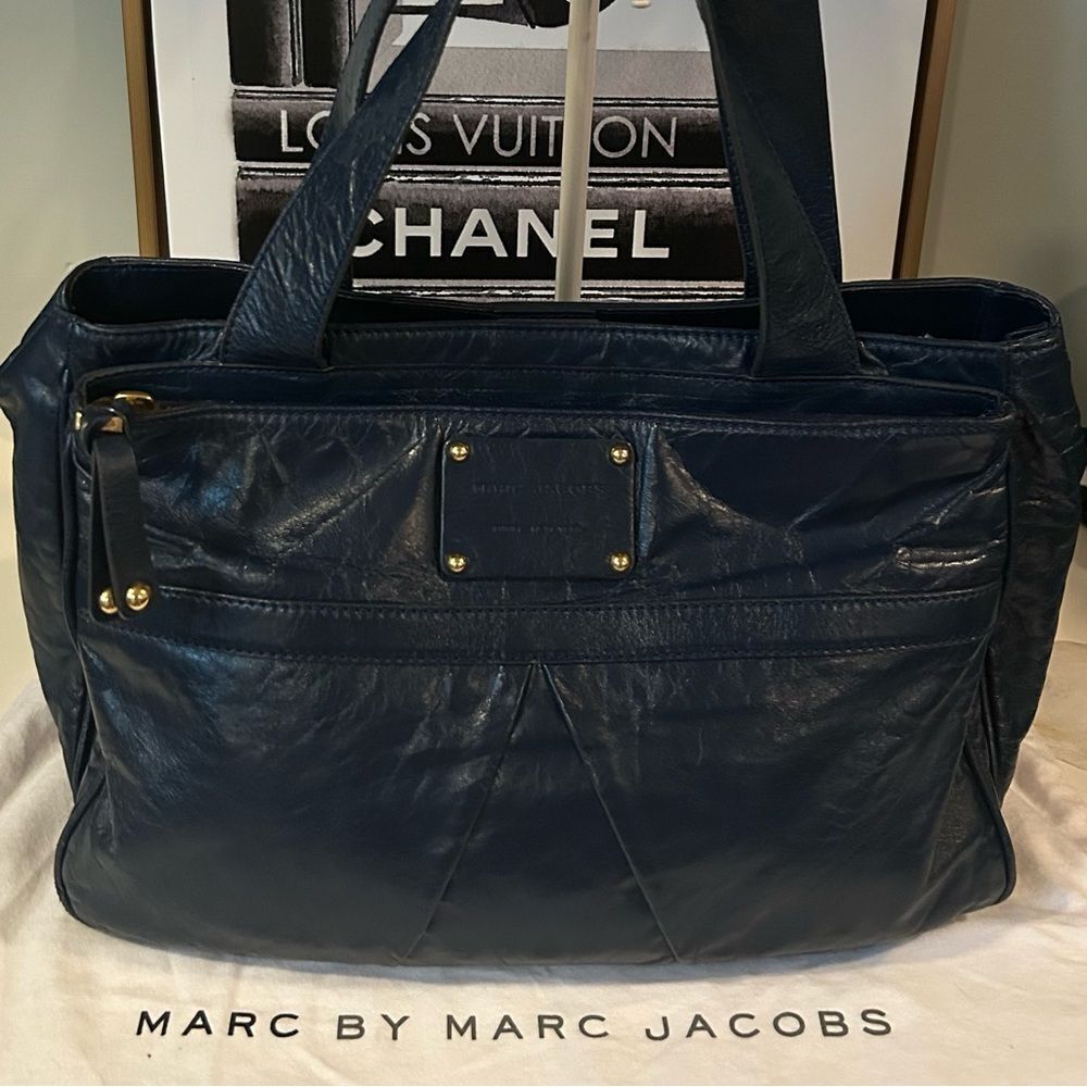 Marc Jacobs blue Leather Shoulder Bag structured Tote - Picture 11 of 12